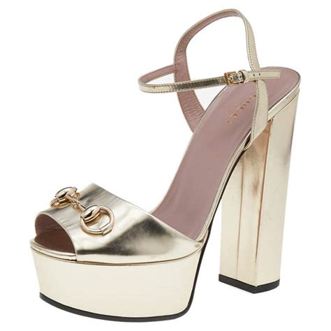 gucci gold shoes heels|gucci gold platform heels.